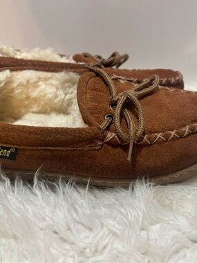 Women's Brown Suede old friends Moccasin Slippers with Sherpa Lining 7